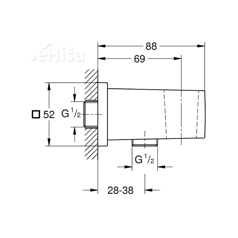 Iztočno koleno za prho z držalom Euphoria Cube GROHE 26370000
