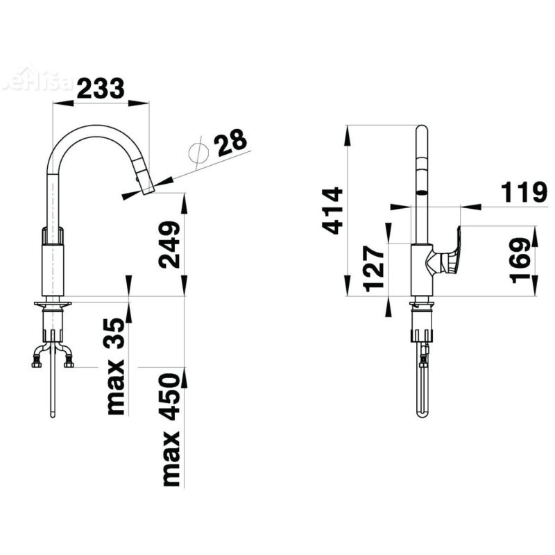 Izvlečna enoročna kuhinjska armatura Fresh e22 UNITAS
