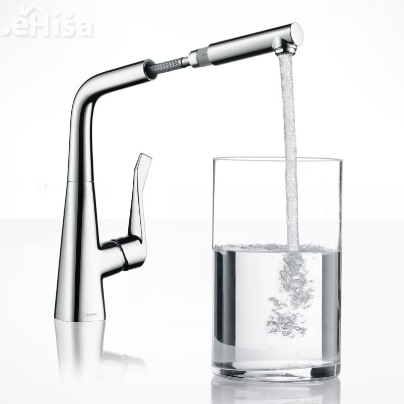Izvlečna enoročna kuhinjska armatura Metris 320 krom HANSGROHE 14821000