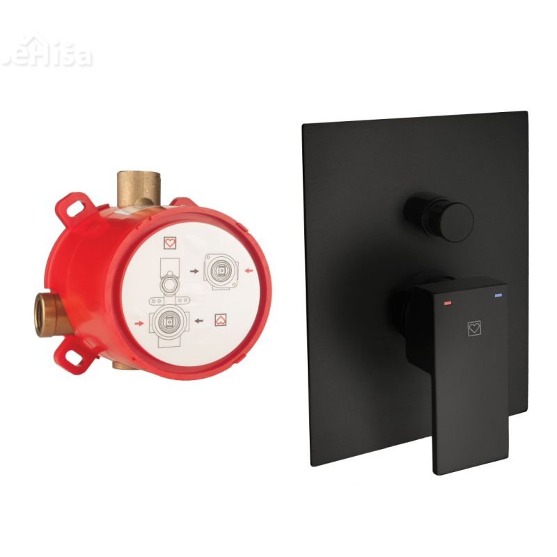 Komplet pokrivna plošča za kad in podometni del SQ črna UNITAS 00362B
