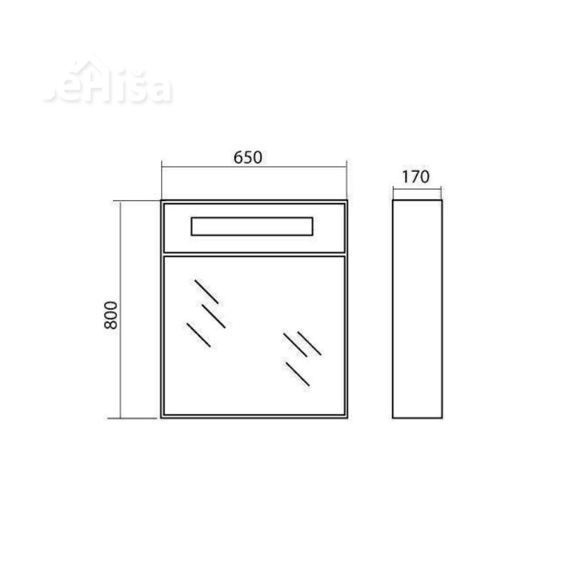Kopalniško ogledalo z omarico zadaj in svetilko Paris 65 cm AQUA RODOS