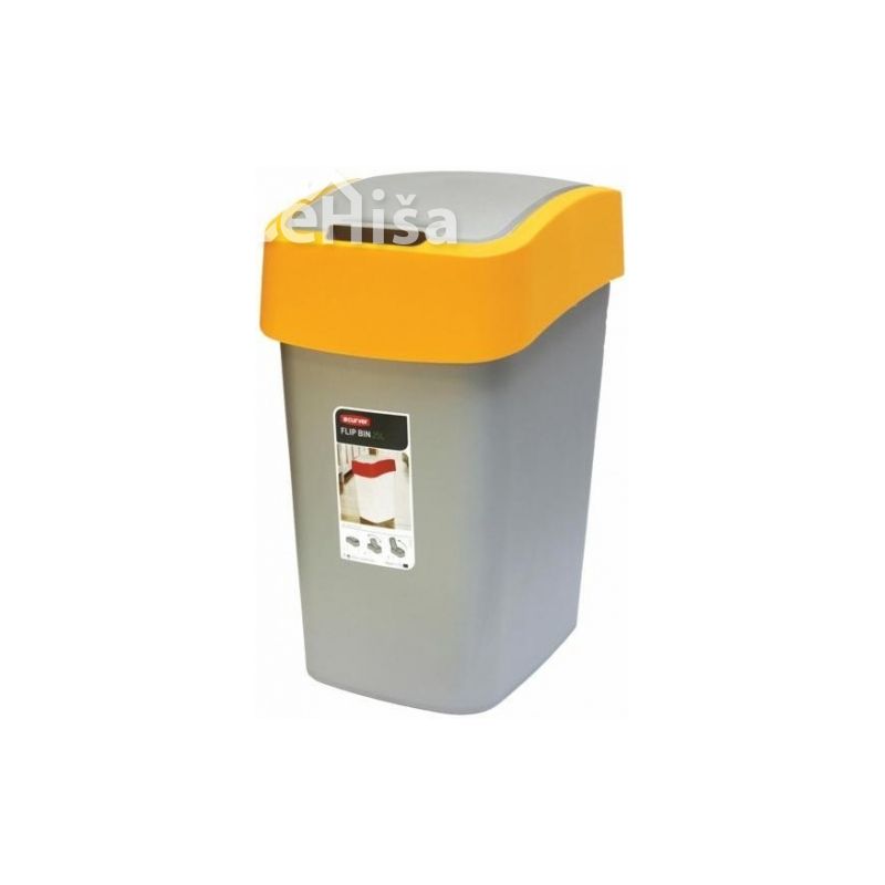 Koš za smeti FLIPBIN 10 L rumeno-srebrna CURVER 2170-535