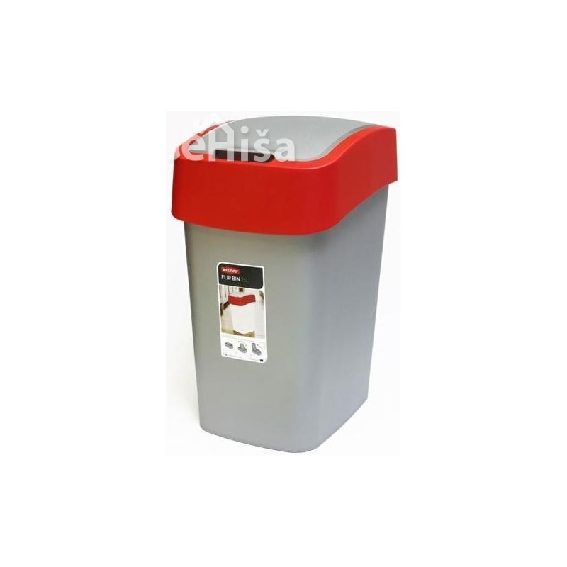 Koš za smeti FLIPBIN 25 L rdeče-srebrna CURVER 2171-547
