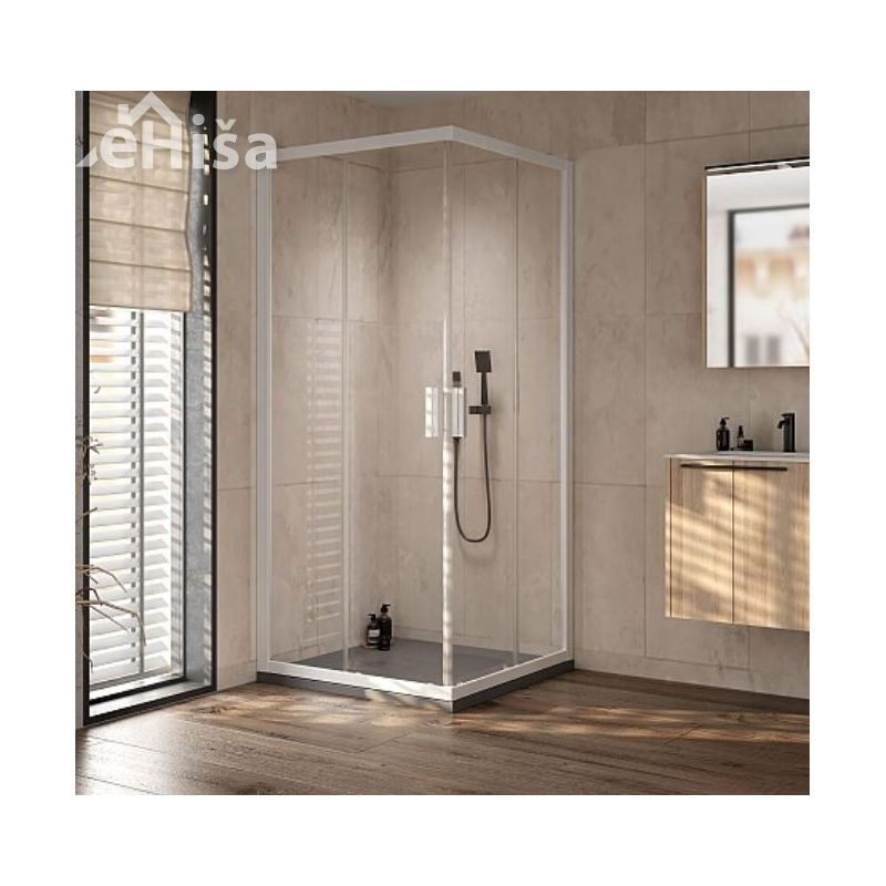 Kotna tuš kabina VENUS UNI Q 90 WH/1 90x90 cm beli profil KOLPA SAN 660260
