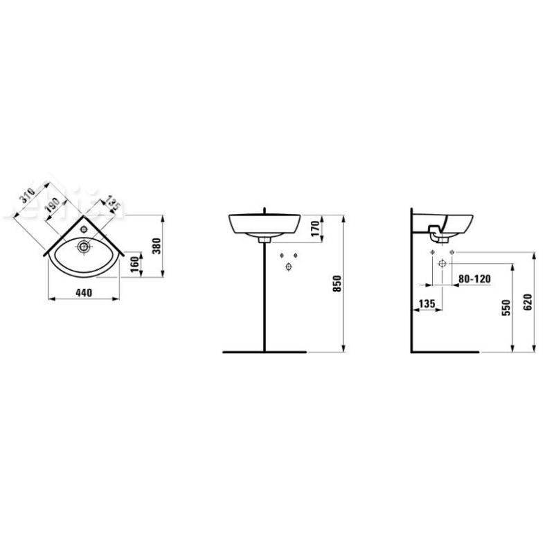 Kotni umivalnik PRO LAUFEN 816958
