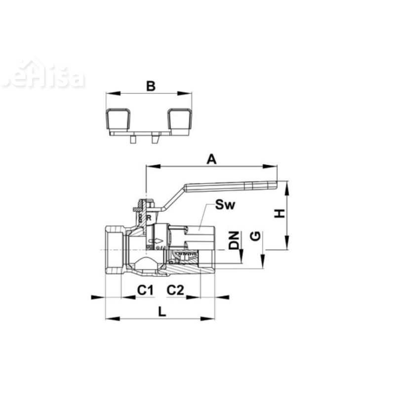 Krogelni ventil s protipovratnim ventilom 3/4