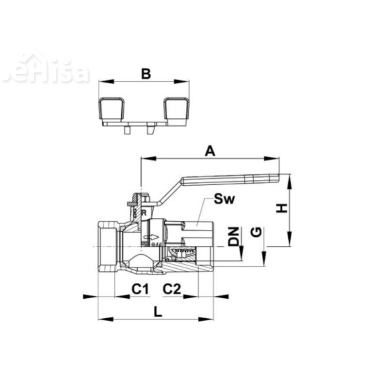 Krogelni ventil s protipovratnim ventilom 3/4