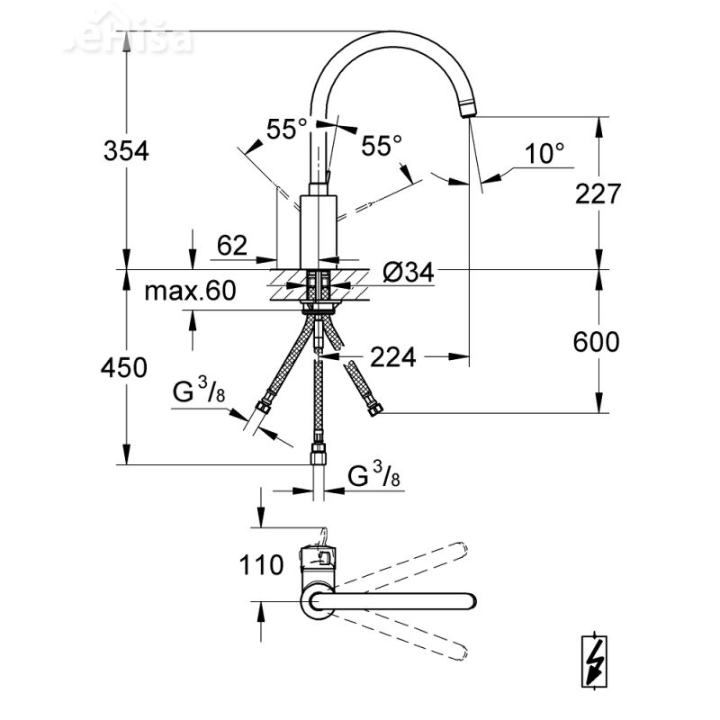 Kuhinjska enoročna armatura Eurosmart Cosmopolitan krom GROHE 31180000

