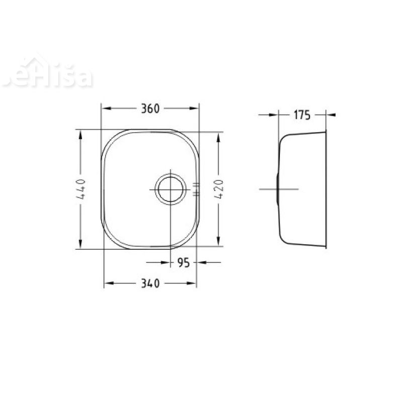 Kuhinjsko pomivalno korito VARIANT 20 inox 340x420 mm ALVEUS 1009012
