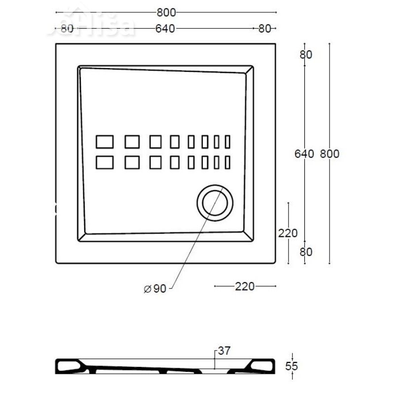 Kvadratna tuš kad Althea Slim 80x80
