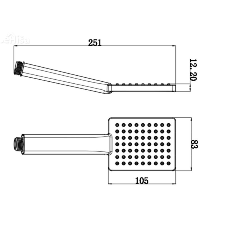 Kvadratna tuš ročka a53B črna UNITAS 12040B
