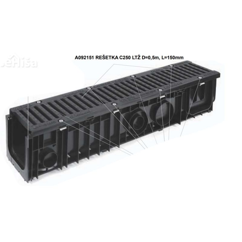 Litoželezna rešetka C250 LTŽ L=150mm dolžina 50 cm
