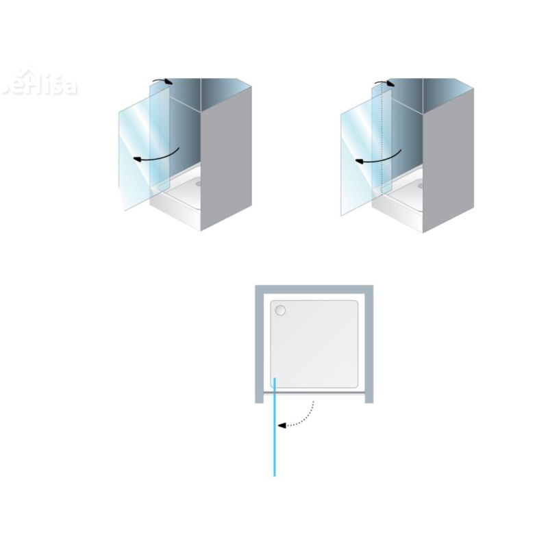 Samostojna tuš vrata TVO/S 80/K Luna 80 cm obračalna kaljeno steklo silver brill KOLPA-SAN 534190

