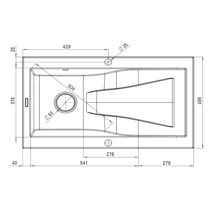 Vgradno granitno korito RAPSODIA 60 izbira barve DEANTE