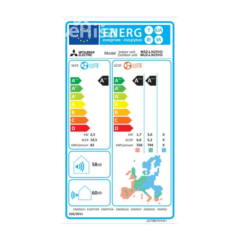 Klimatska naprava serije MSZ-LN Luxury 2,5 kW oxyn črna MITSUBISHI MSZ-LN25VG_B
