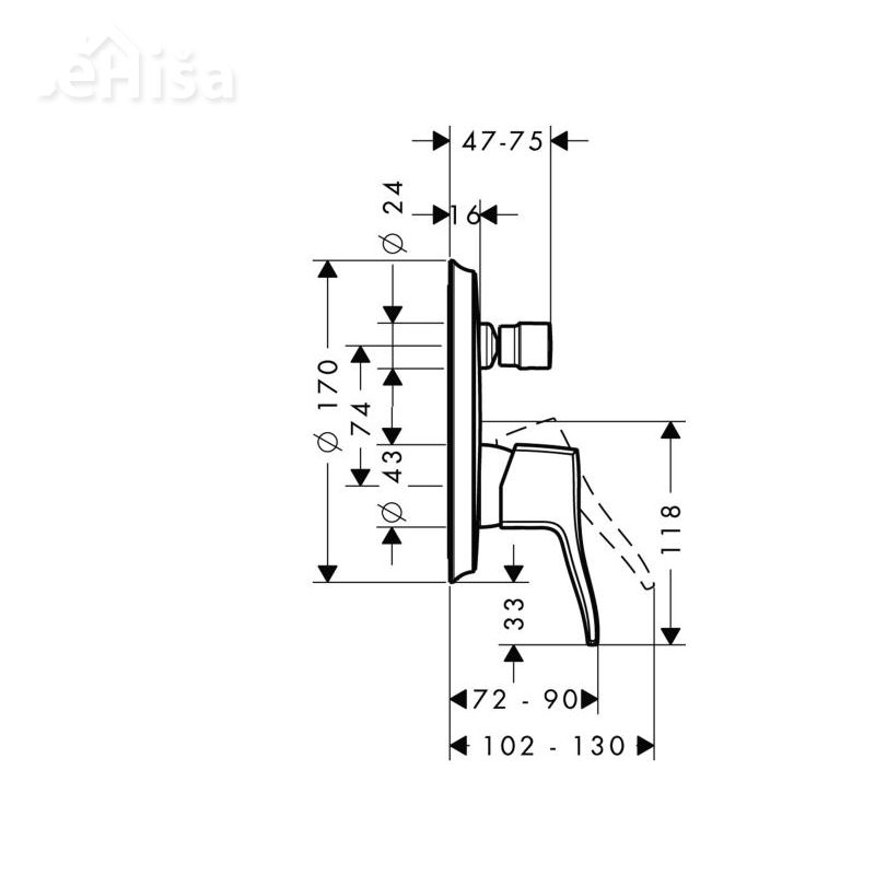 Nadometna pokrivna ploščica za kopalno kad Metris Classic krom HANSGROHE 31485000
