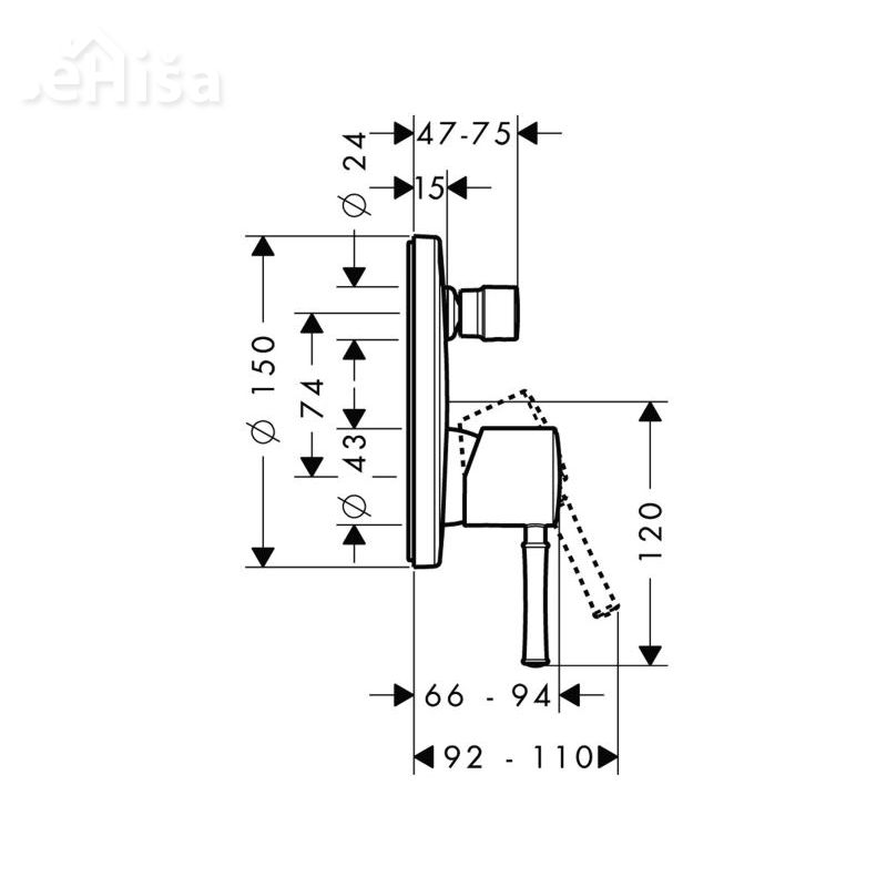 Nadometna pokrivna ploščica za kopalno kad Talis Classic krom HANSGROHE 14145000
