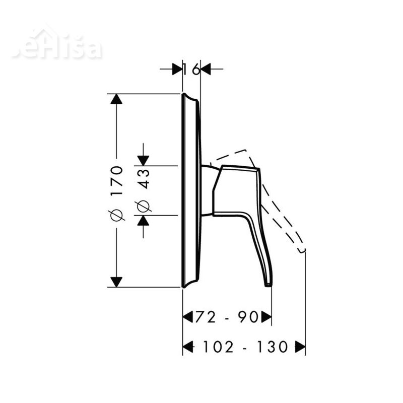 Nadometna pokrivna ploščica za tuš Metris Classic krom HANSGROHE 31676000
