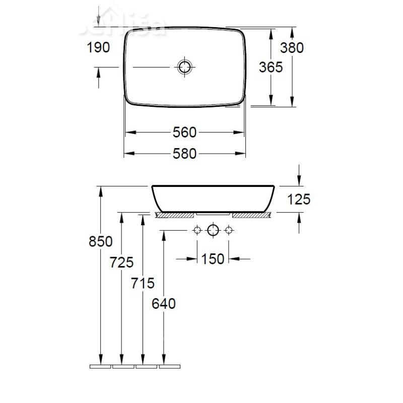 Nadpultni umivalnik brez preliva ARTIS VILLEROY & BOCH 417258R1

