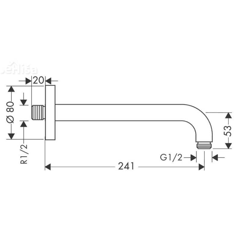 Nosilec za stensko nadglavno prho 24 cm krom HANSGROHE 27409000
