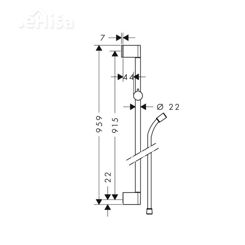Nosilec za tuš ročko Unica 90 cm krom HANSGROHE 26504000
