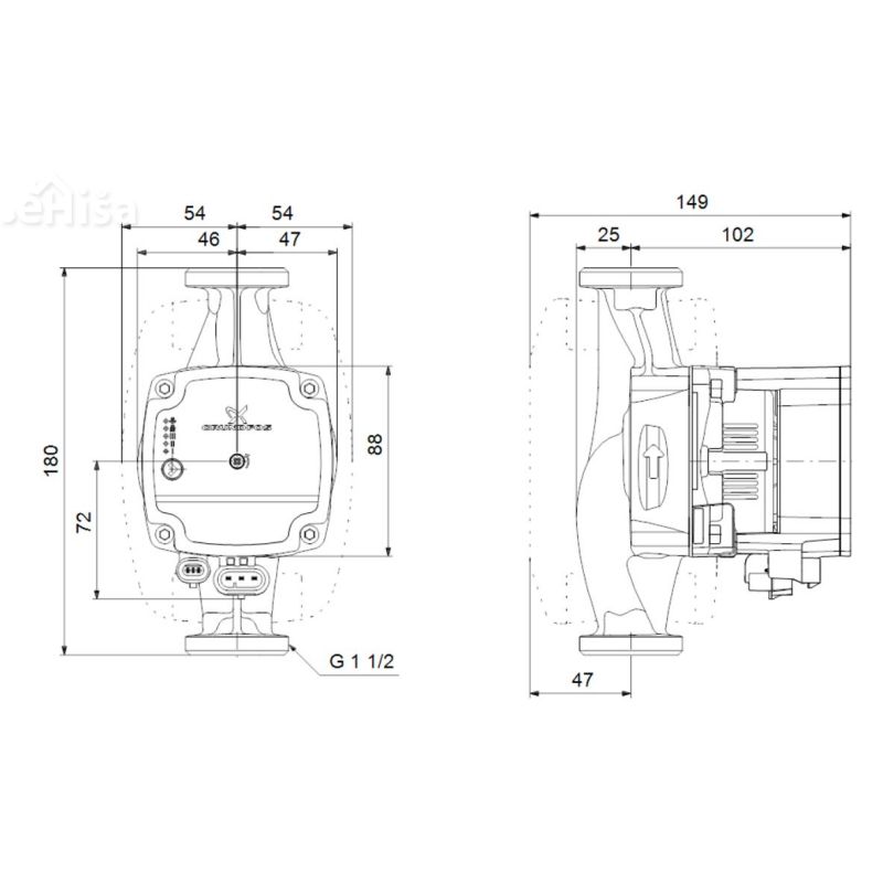 Obtočna črpalka Alpha1 25-40 180 GRUNDFOS 99160579
