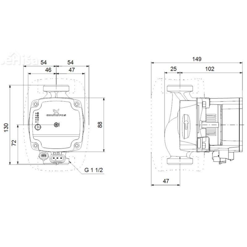 Obtočna črpalka Alpha1 25-60 130 GRUNDFOS 99160583
