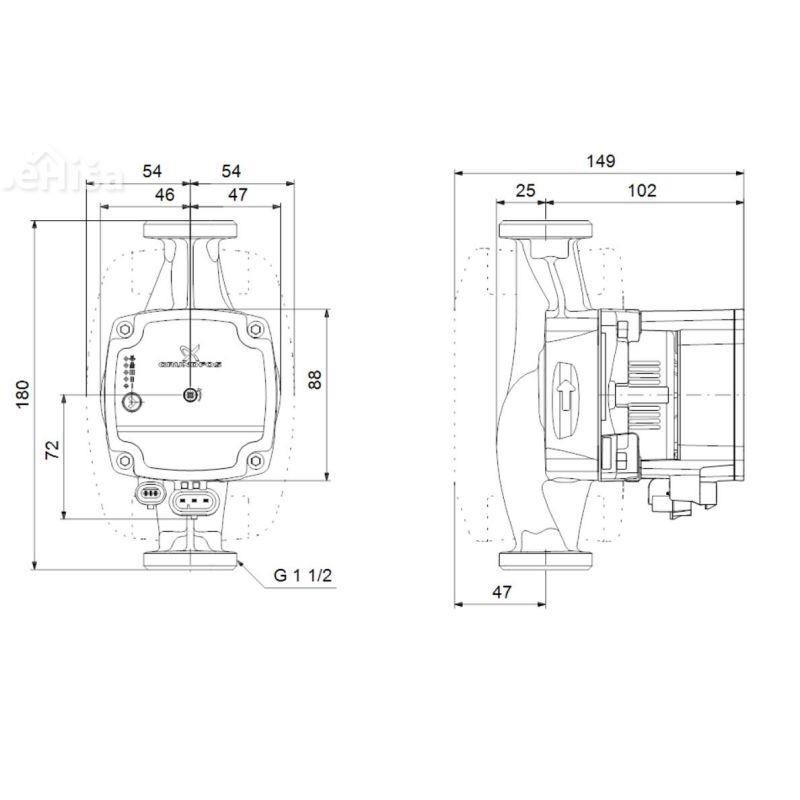 Obtočna črpalka Alpha1 25-60 180 GRUNDFOS 99160584
