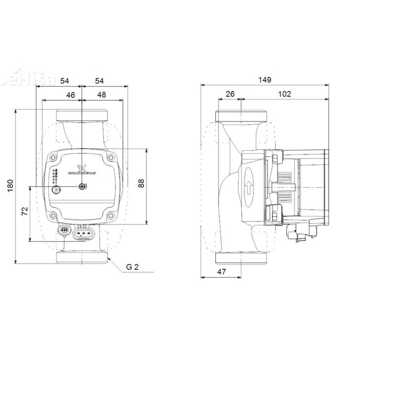 Obtočna črpalka Alpha1 32-40 180 GRUNDFOS 99160587
