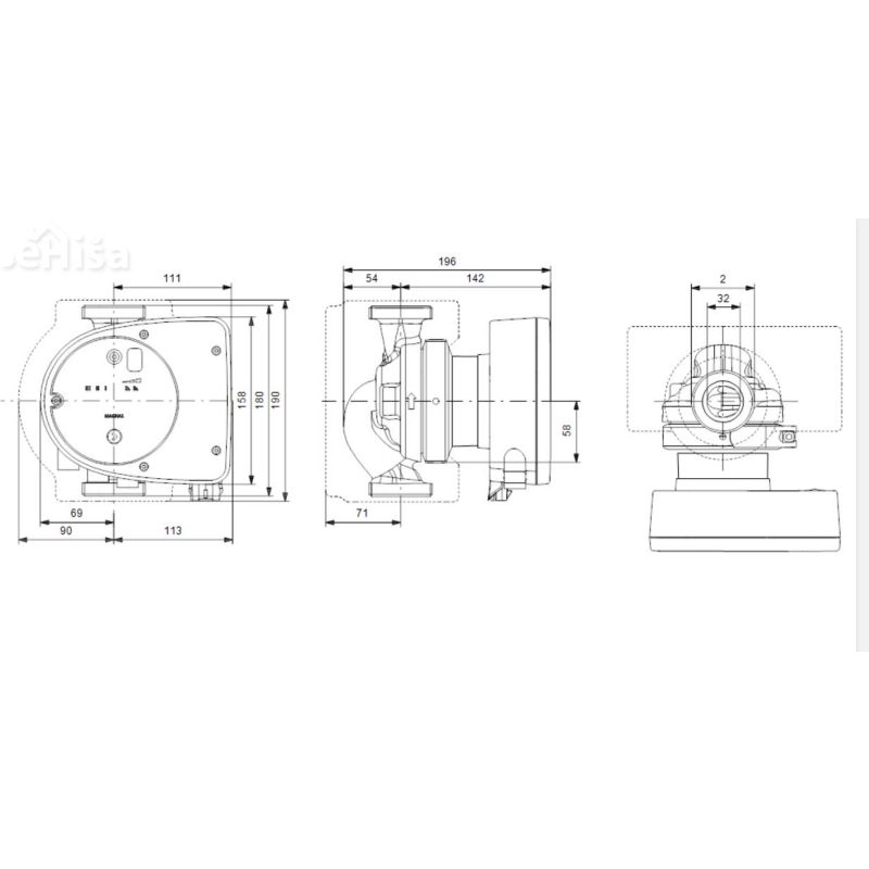 Obtočna črpalka Magna1 32-60 180 GRUNDFOS 99221234
