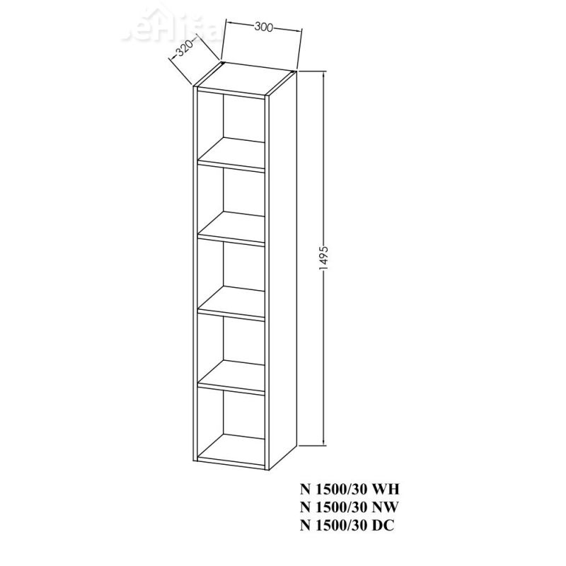 Odprta omarica N 1500/30 NAOMI KOLPA-SAN
