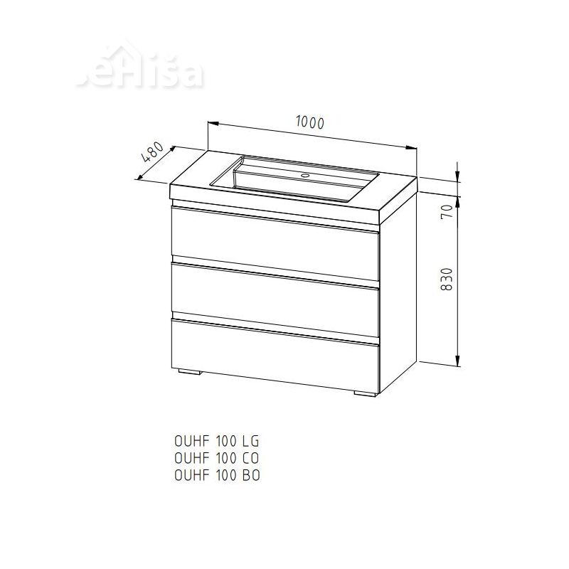 Omarica z umivalnikom Harmony OUHF 100 cm KOLPA SAN
