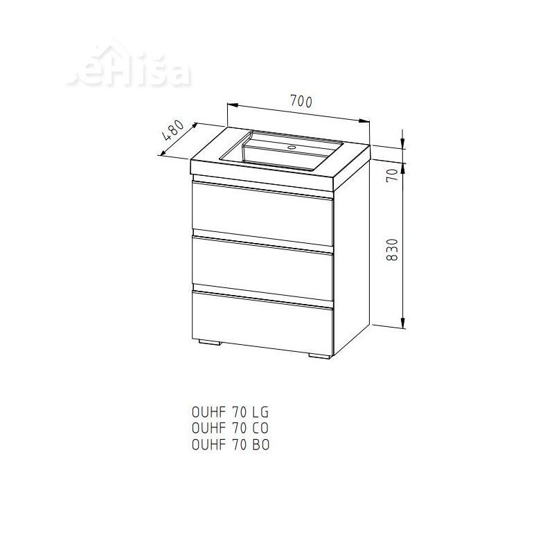Omarica z umivalnikom Harmony OUHF 70 cm KOLPA SAN
