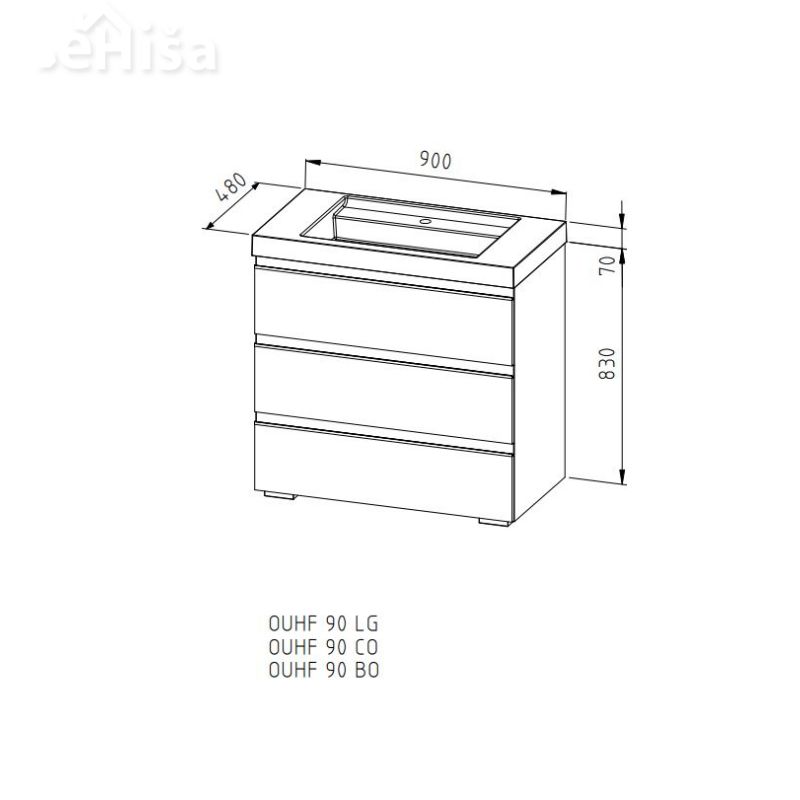 Omarica z umivalnikom Harmony OUHF 90 cm KOLPA SAN
