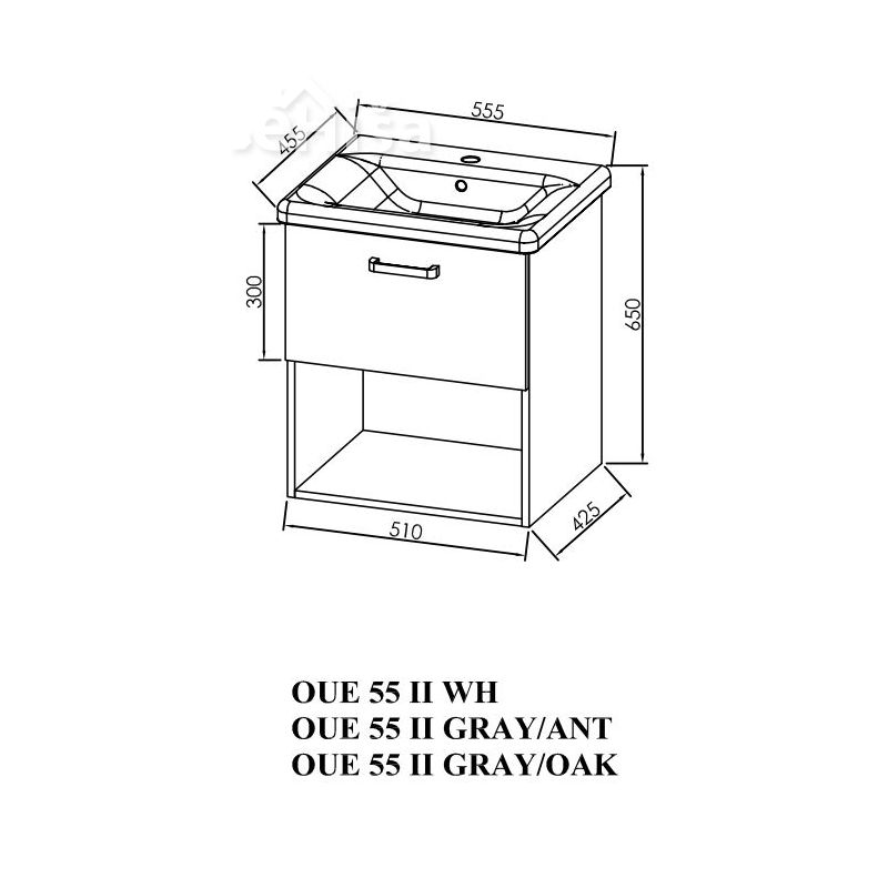 Omarica z umivalnikom in predalom Evelin OUE II 55 cm KOLPA SAN
