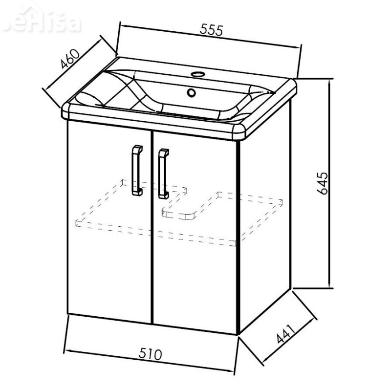 Omarica z umivalnikom in vrati Evelin OUE 55 cm KOLPA SAN

