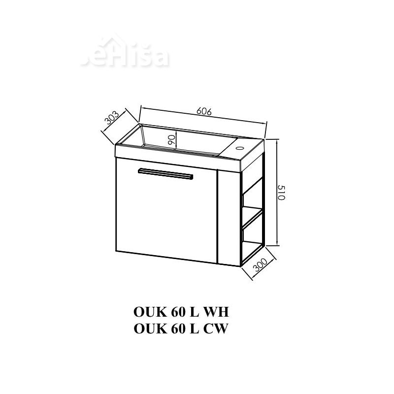 Omarica z umivalnikom OUK 60 leva izvedba Kiki KOLPA-SAN
