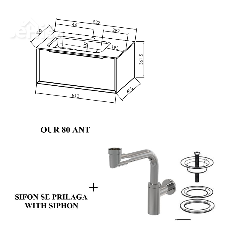 Omarica z umivalnikom OUR 80 Ramona antracit KOLPA-SAN 514330