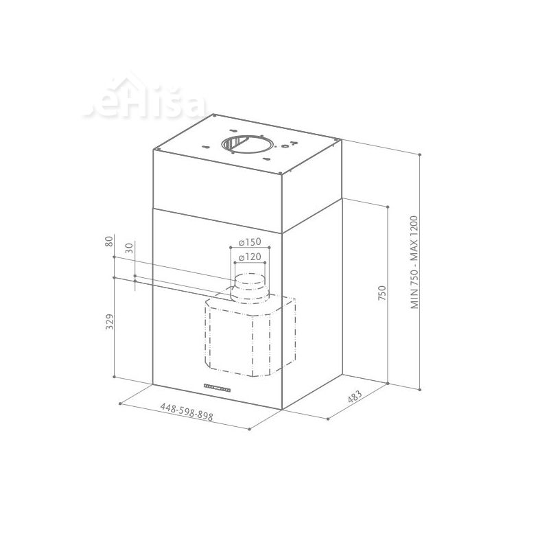 Otočna kuhinjska napa CUBIA ISOLA GLOSS PLUS EV8 WH A60 FABER 7612985133821
