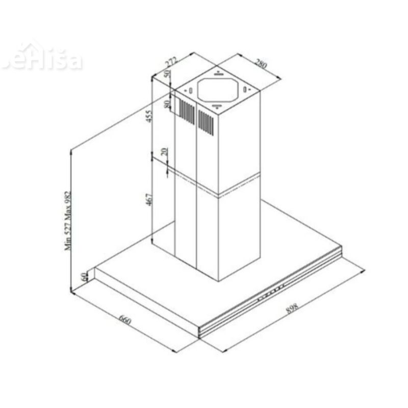 Otočna kuhinjska napa FORMA INOX O 90 SICCABO 256250
