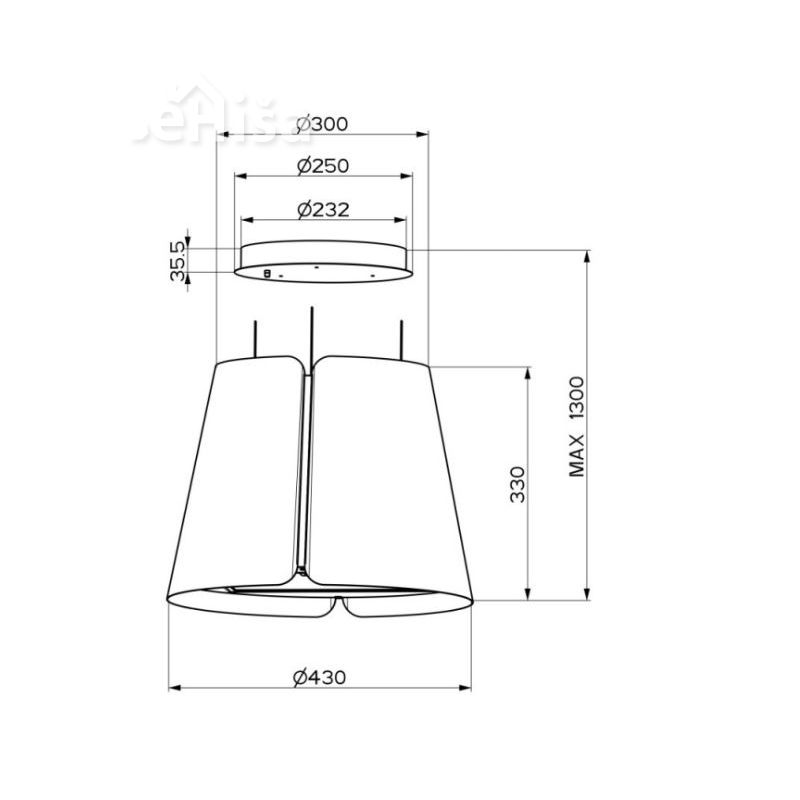 Otočna viseča kuhinjska napa BEAT DG MATT F45 FABER 7612985816472
