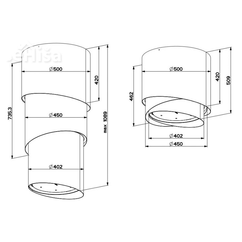 Otočna viseča kuhinjska napa PAREO PLUS FABER 7612981912413

