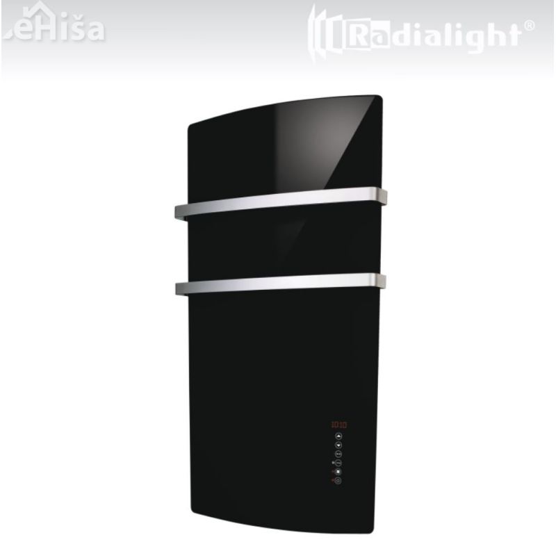 Panelni kopalniški stenski radiator DEVA 1500W črno steklo RADIALIGHT
