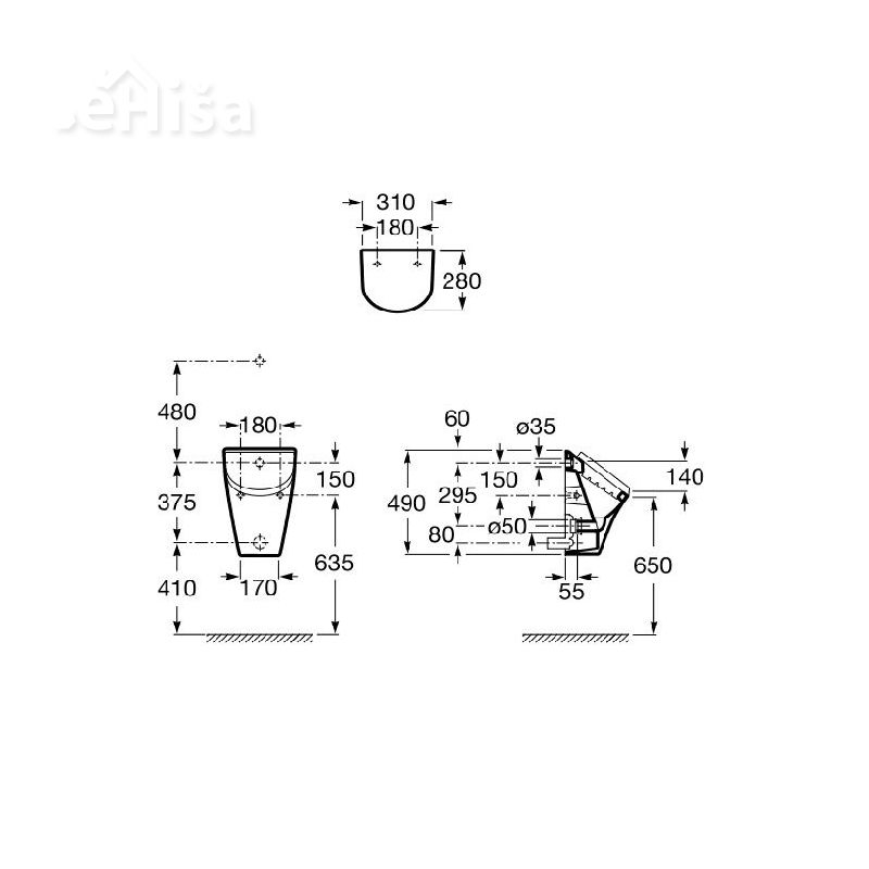 Pisoar s pokrovom z počasnim zapiranjem Nexo ROCA 35364K000