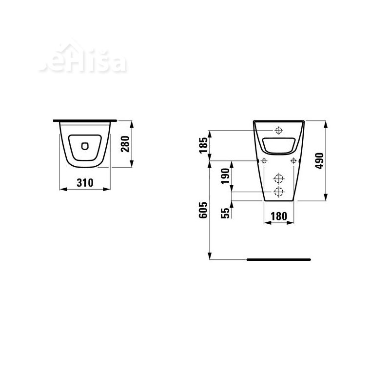 Pisoar Vila brez pokrova LAUFEN 841142
