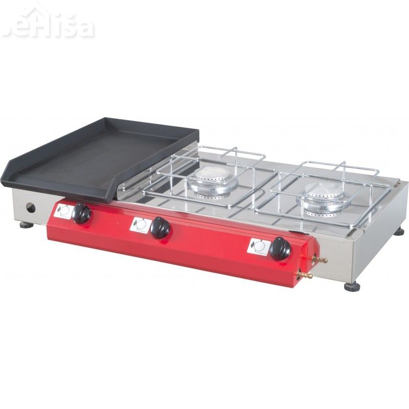 Plinski žar CAMPING 80K2 z Fe gladko ploščo in dvema kuhališčema GORENC