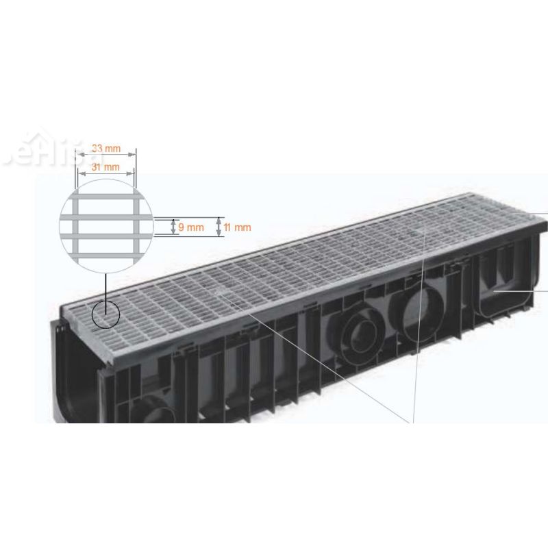 Pocinkana jeklena rešetka B125 L=100 mm dolžina 100 cm
