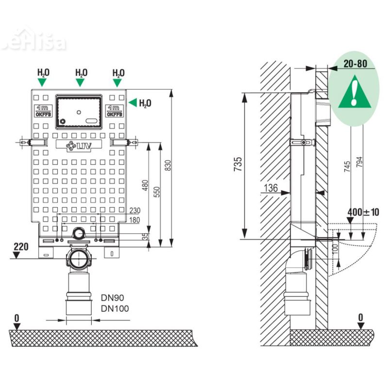 Podometni splakovalnik Herkul za visečo WC školjko LIV 325703
