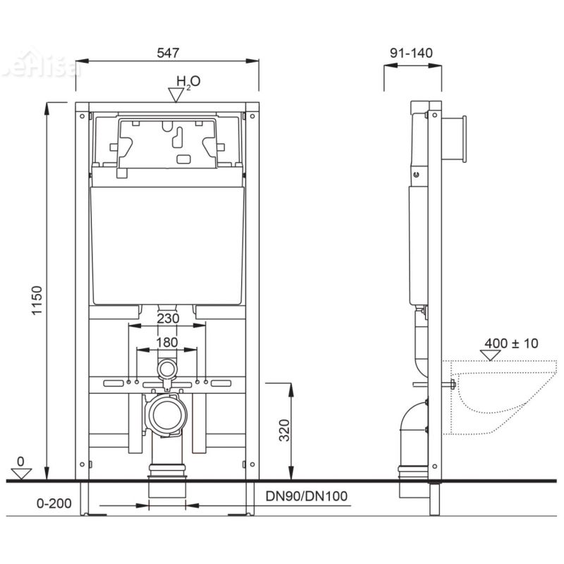 Podometni splakovalnik LIV-FIX za visečo WC školjko 9052 Mediteran LIV 351870
