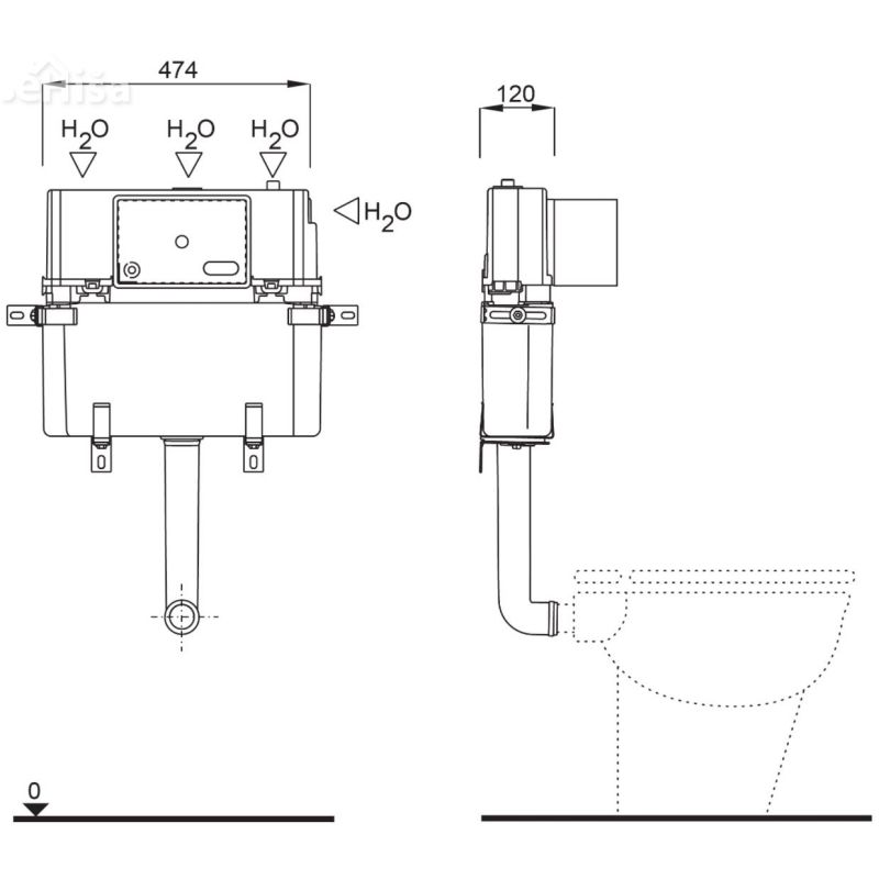 Podometni splakovalnik za talno WC školjko LIV 325702
